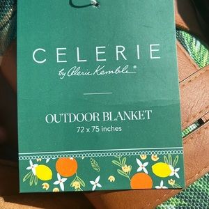 Outdoor Picnic blanket Celerie by Celerie Kemble Straps Monstera Leaves Print